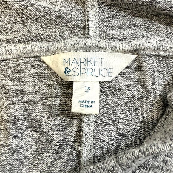 Market & Spruce Gray (Grey) Hooded Knit Top Women’s 1X – Plus Size - Picture 6 of 8